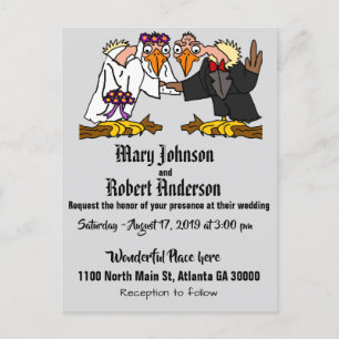 Funny Buzzard Bride and Groom Wedding Invitation Postcard