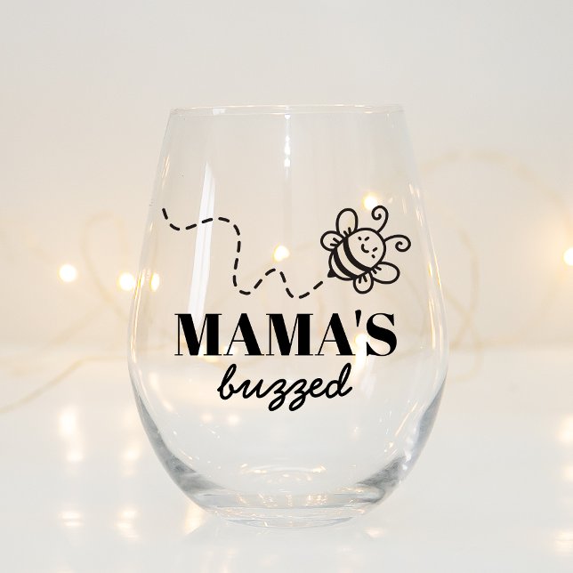 Funny Buzzed Bee Gift For Mum Who Loves Drinking Stemless Wine Glass (Creator Uploaded)