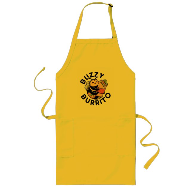 Funny Buzzy Burrito Bee  Long Apron (Front)