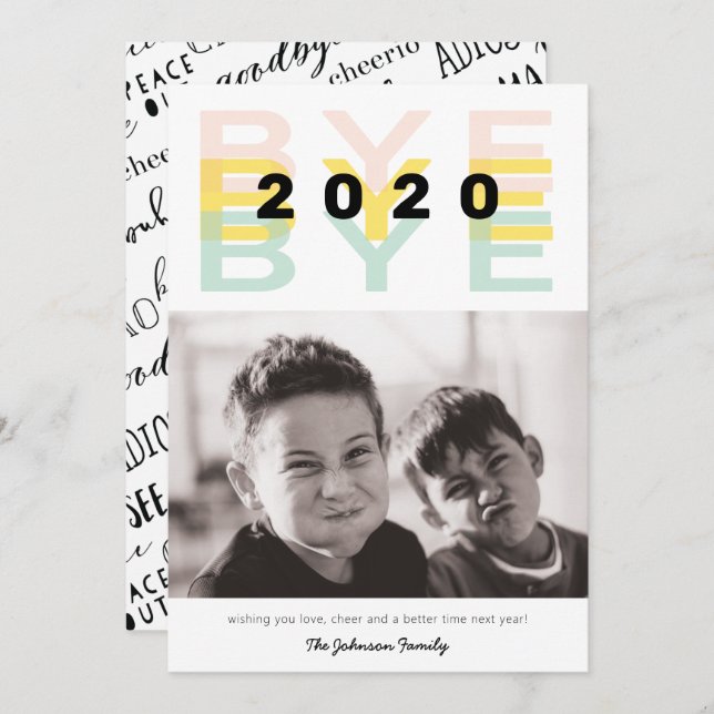 Funny "Bye 2020" Single Photo Holiday Card (Front/Back)