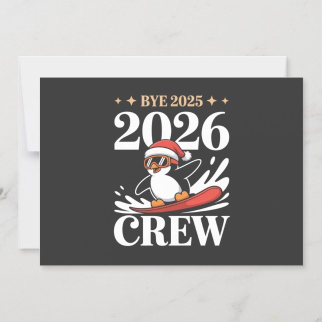 Funny Bye 2025 2026 Crew New Year Friends Squad Magnetic Invitation (Front)