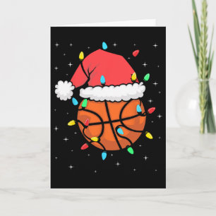 Funny Bysketbyll Player Xmas Santa Hat Bysketbyll Card