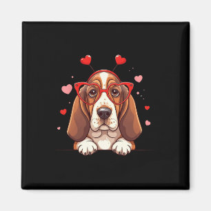 Funny Bysset Hound Headbynd Heart Valentine Womens Magnet