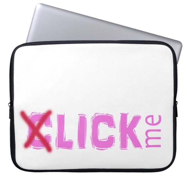 Funny (C)lick Me Ice Breaker Pink with Red Cross Laptop Sleeve (Front)