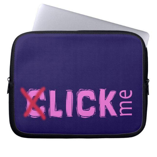 Funny (C)lick Me Ice Breaker Pink with Red Cross Laptop Sleeve (Front)