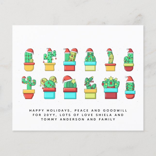 Funny Cacti Christmas Cactus Custom Annual Letter (Front)