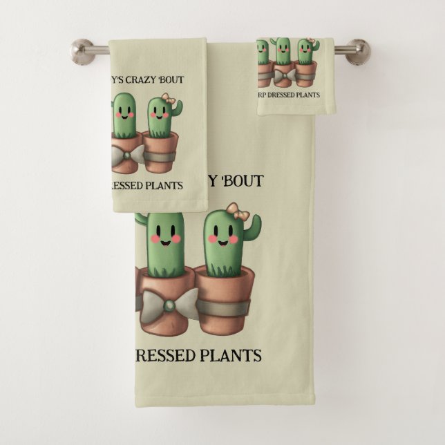 Funny Cacti Everybody's Crazy 'Bout Sharp ... Bath Towel Set (Insitu)