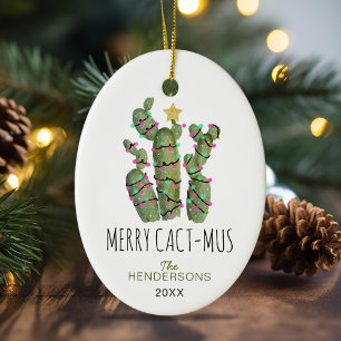 Funny Cactus Christmas Holiday Ceramic Tree Decoration