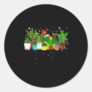 Funny Cactus Christmas Tree Classic Round Sticker