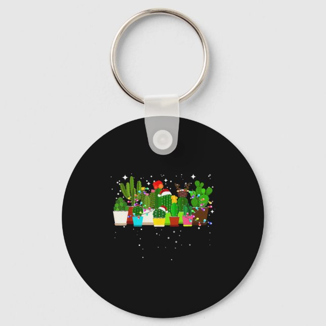 Funny Cactus Christmas Tree  Key Ring (Front)