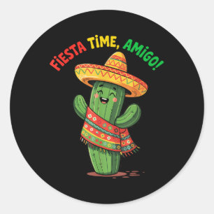 Funny Cactus Cinco De Mayo Boys Kids Men Mexican  Classic Round Sticker