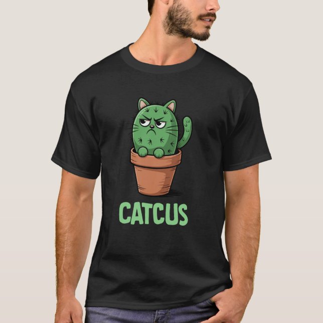 Funny Cactus for Cute Cat Lover T-Shirt (Front)