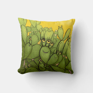 Funny Cactus Green Yellow Succulent Cushion