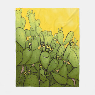 Funny Cactus Green Yellow Succulent Fleece Blanket