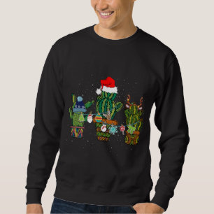 Funny Cactus Lights Santa Hat Sweater Xmas Tree Ch