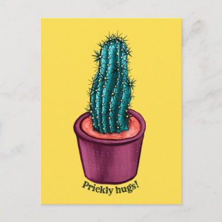 Funny Cactus Psychedelic Potted Succulent Plant Postcard