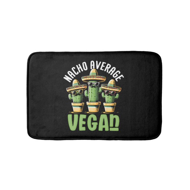 Funny Cactus Sombrero Nacho Average Vegan Bath Mat (Front)