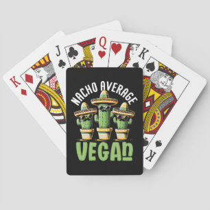 Funny Cactus Sombrero Nacho Average Vegan Playing Cards