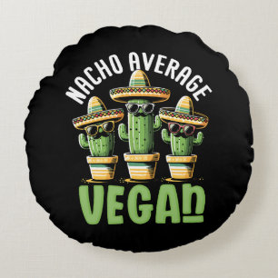 Funny Cactus Sombrero Nacho Average Vegan Round Cushion