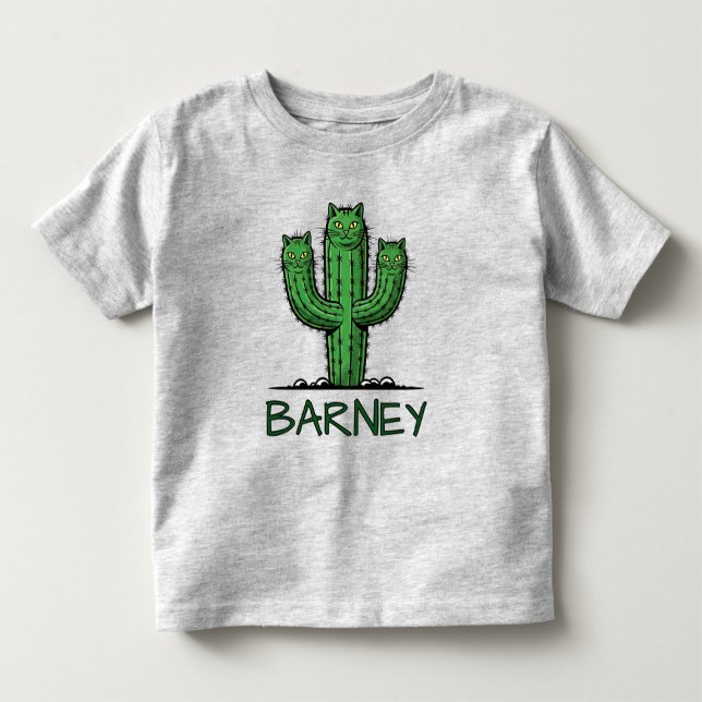 Funny Cactus with Cat Faces Toddler T-Shirt (Front)