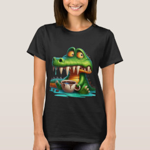 Funny Caffeine Crocodile Coffee Lover Woman Organi T-Shirt