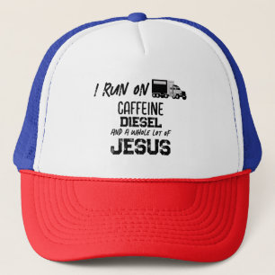 FUNNY Caffeine Diesel And Jesus Grunge  Trucker Hat