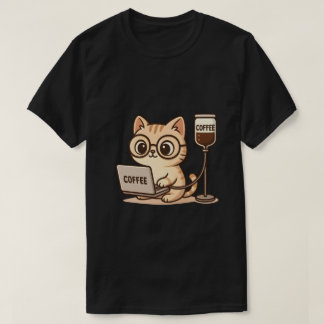 Funny Caffeine Lover and Cute Cat T-Shirt