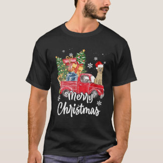 Funny Cairn Terrier Ride Red Truck Merry Christmas T-Shirt