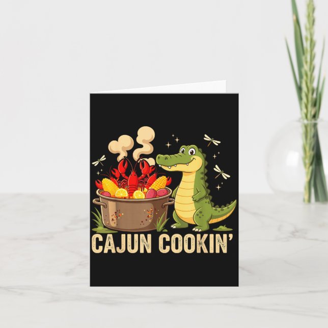 Funny Cajun Louisiana Boil Alligator Crawfish Mard Card (Front)