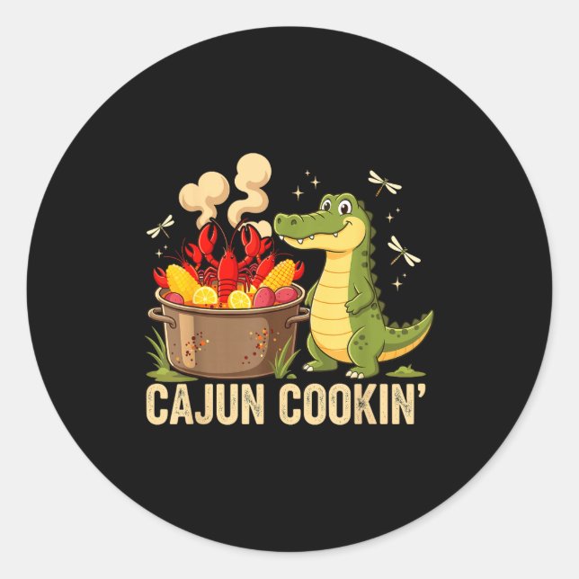 Funny Cajun Louisiana Boil Alligator Crawfish Mard Classic Round Sticker (Front)