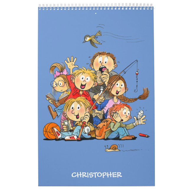 Funny Calendar For Kids Personalised Blue (Cover)