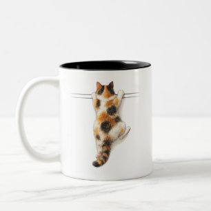 Funny Calico Cat Hang In There Tee Two-Tone Coffee Mug