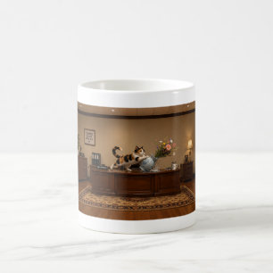 Funny Calico Cat Knocking Over a Vase Chaos Coffee Mug