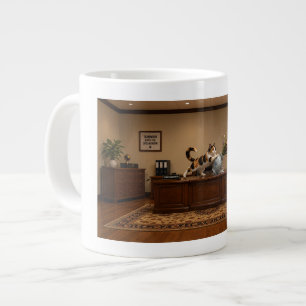 Funny Calico Cat Knocking Over a Vase Chaos Large Coffee Mug