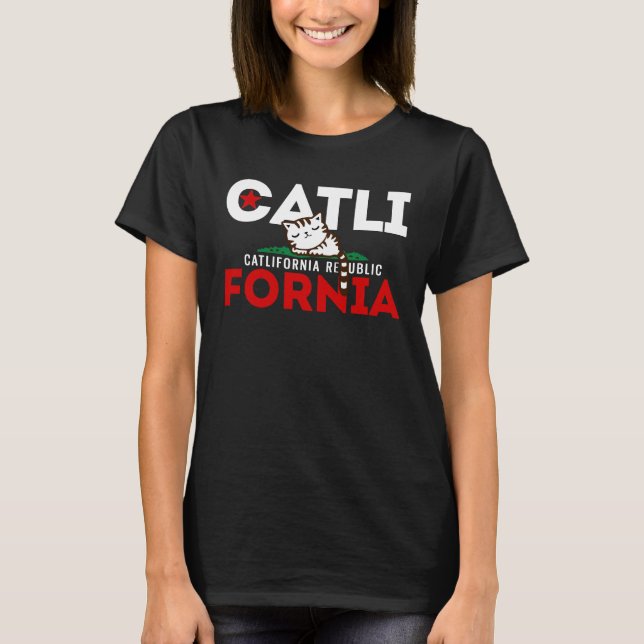 Funny California Catlifornia Cute Cat T-Shirt (Front)