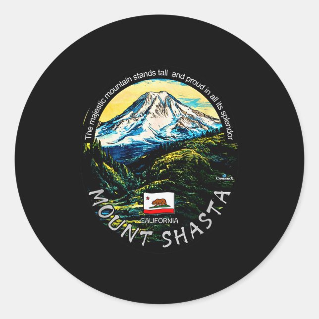 Funny California's Majestic Mount Shasta Hiking Mo Classic Round Sticker (Front)