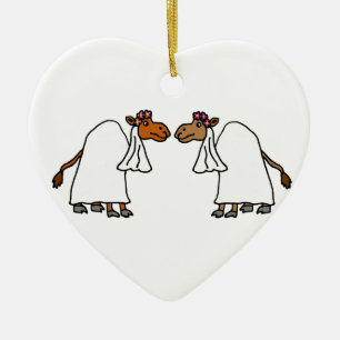 Funny Camel Bride and Bride Ceramic Tree Decoration