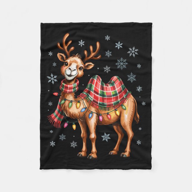 Funny Camel Christmas Cute Animal Lovers Holiday P Fleece Blanket (Front)