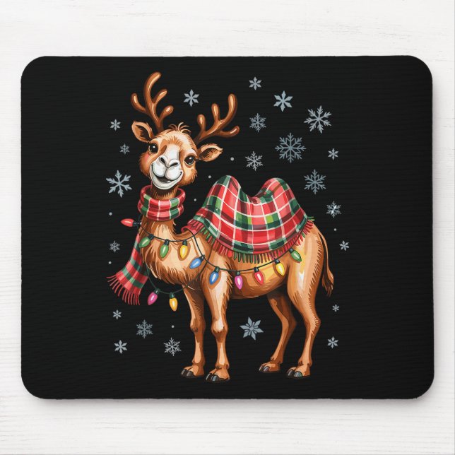 Funny Camel Christmas Cute Animal Lovers Holiday P Mouse Mat (Front)