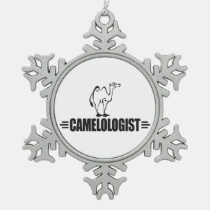Funny Camel Snowflake Pewter Christmas Ornament