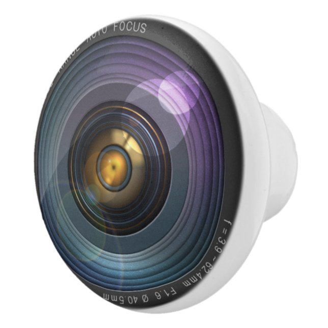 Funny Camera Lens Round Ceramic Knob (Right)