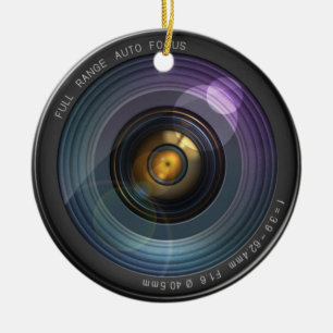 Funny Camera Lens Round Ceramic Tree Decoration