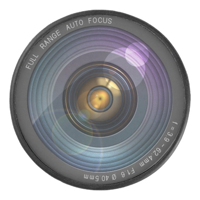 Funny Camera Lens Round Hockey Puck (Front)