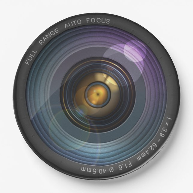 Funny Camera Lens Round Paper Plate (Front)