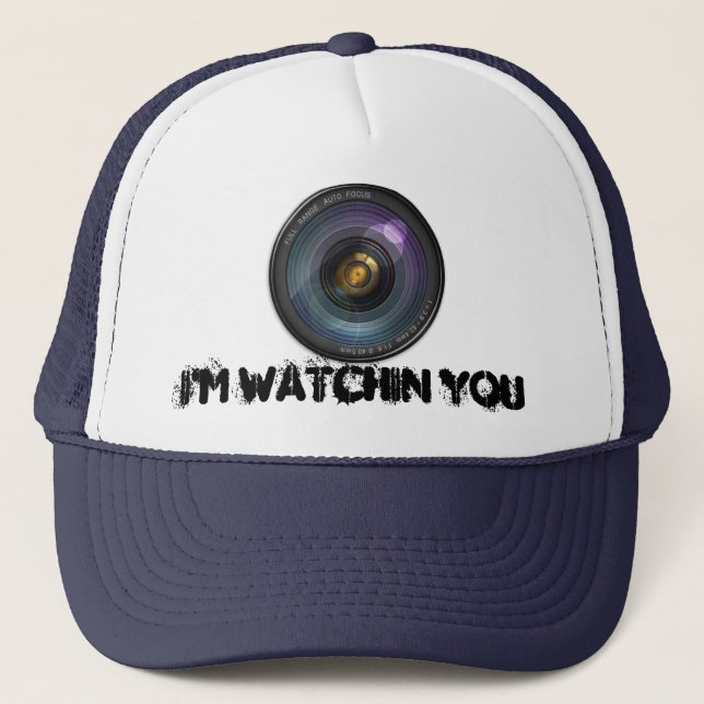Funny Camera Lens Round Trucker Hat (Front)