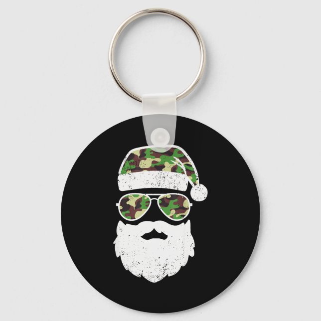 Funny Camo Christmas Pajama Funny Camo Matching Fa Key Ring (Front)