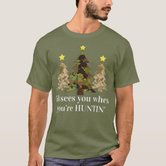 Funny Camo Christmas Tree Hunting Clothes Men T-Shirt