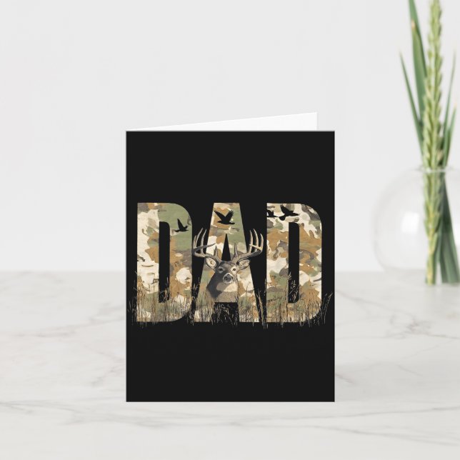 Funny Camo Dad Hunting Camouflage Deer Father's Da Card (Front)