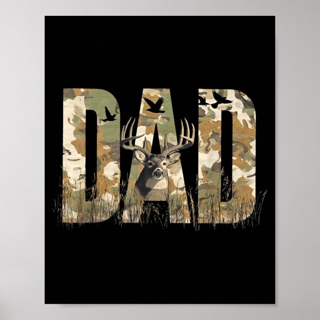 Funny Camo Dad Hunting Camouflage Deer Father's Da Poster (Front)