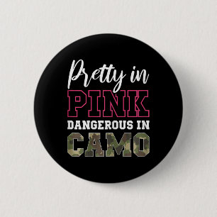 Funny Camo Hunting Pink Graphic For Women And Girl 6 Cm Round Badge